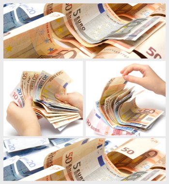 Collage with euro banknotes clipart
