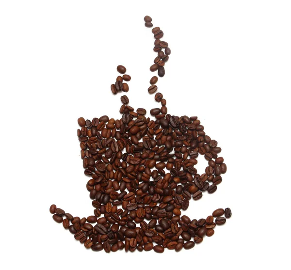 Φλιτζάνι καφέ από κόκκους καφέ — Φωτογραφία Αρχείου