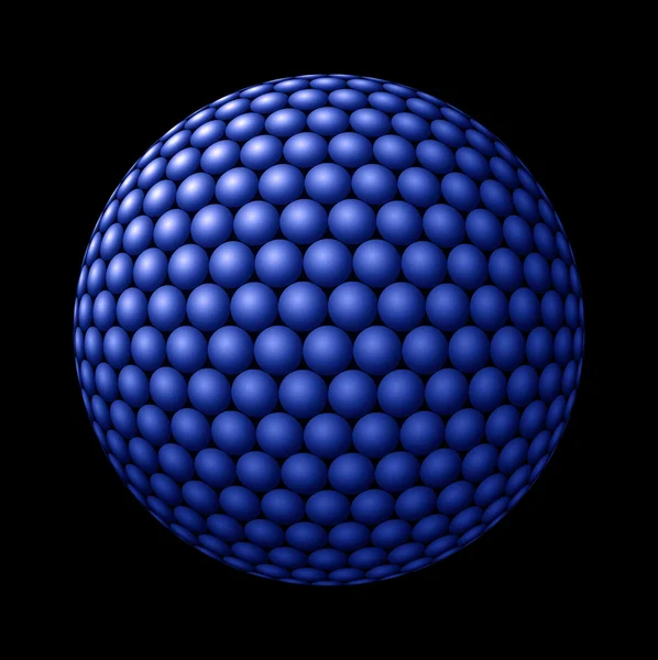 Sfera di sfere blu contro il nero — Foto Stock