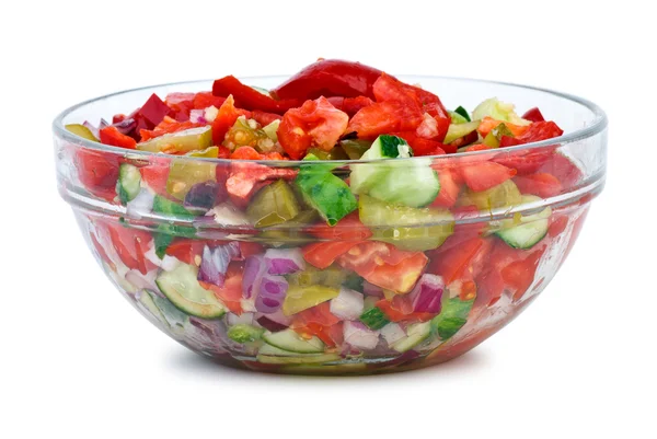 stock image Glass bowl with vegetable salad