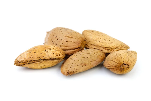 Five unshelled almonds — Stock Photo, Image