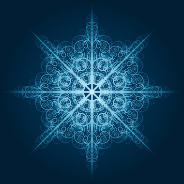 vector highly detailed blue snowflake clipart