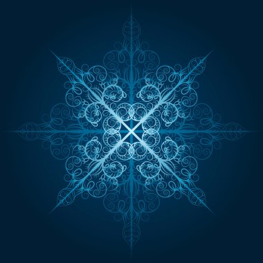 vector highly detailed blue snowflake clipart