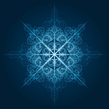 vector highly detailed blue snowflake clipart