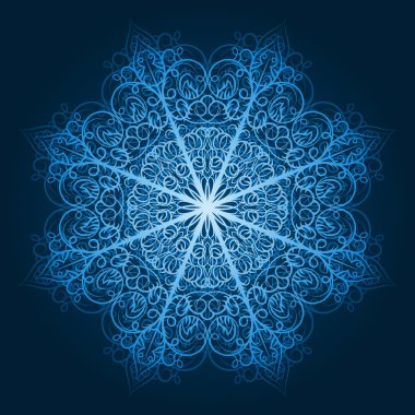 vector highly detailed blue snowflake clipart