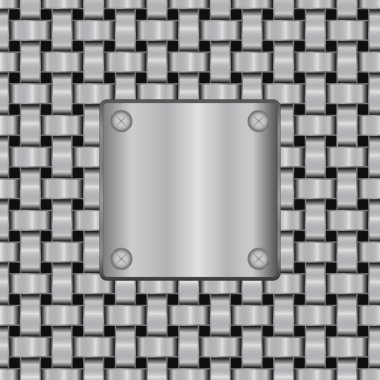 vector metal shield on eamless metal grid texture clipart