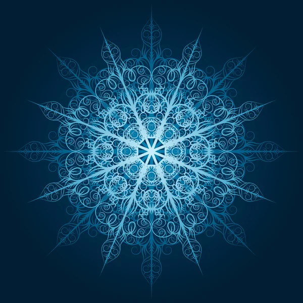 Vektor mycket detaljerade blå snöflinga — Stock vektor