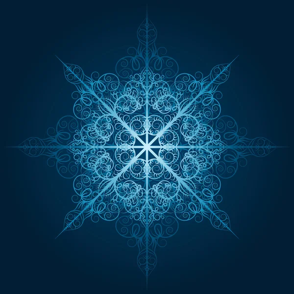 Vector zeer gedetailleerde blauwe sneeuwvlok — Stockvector