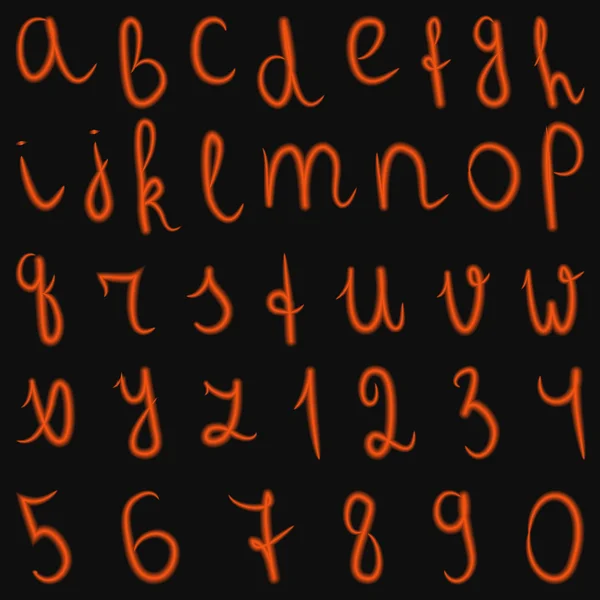 Alphabet vectoriel de gravure latine et nombres — Image vectorielle