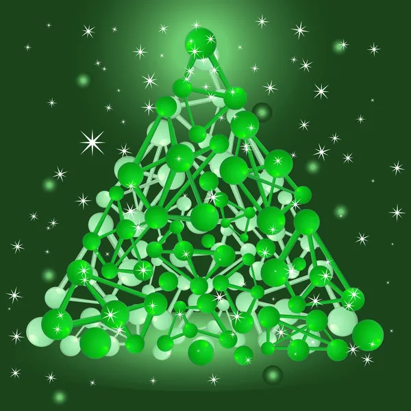 Vektor-Weihnachtsbaum aus molekularer Struktur — Stockvektor