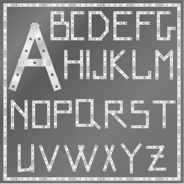 ベクトル金属のラテン系のアルファベット — ストックベクタ