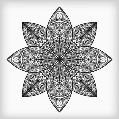 vector abstract highly detailed nonochrome flower clipart