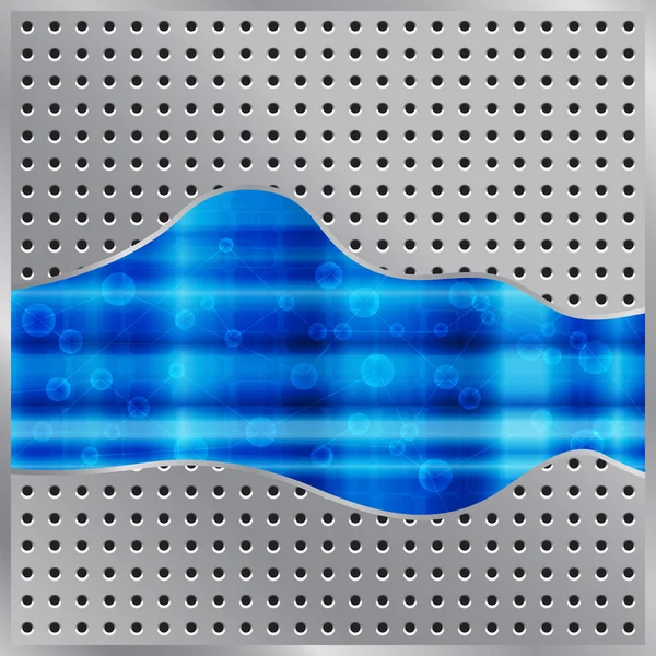 Vecteur techno fond avec grille métallique — Image vectorielle