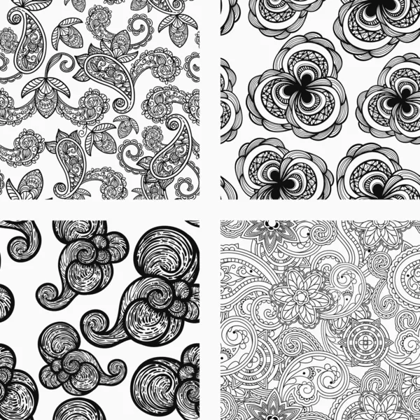 Vector set of four seamless patterns — Stock Vector