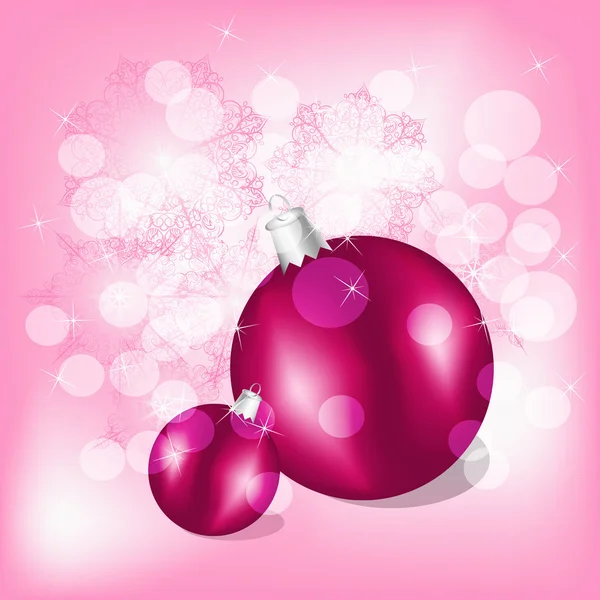 Векторні різдвяні кульки на фоні зі сніжинками та зірками — стоковий вектор