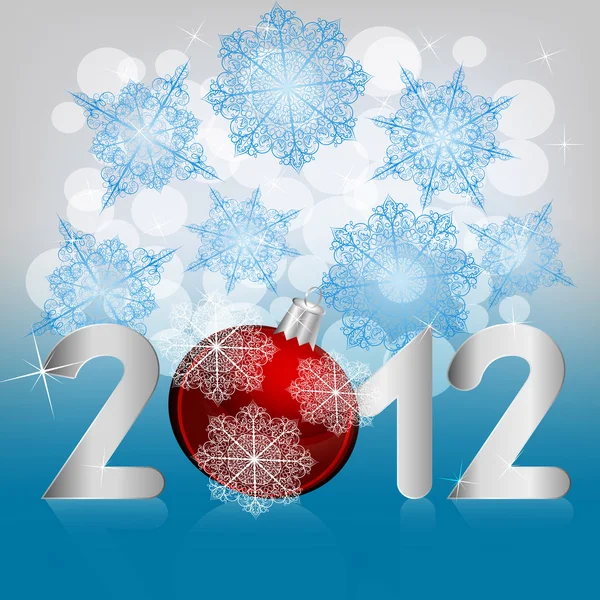 Vektor 2012 Druck auf Hintergrund mit Schneeflocken und Sternen — Stockvektor