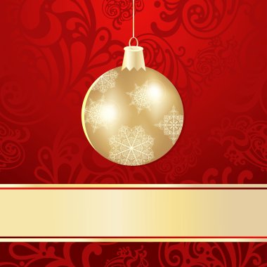 vector christmas background with golden ball clipart