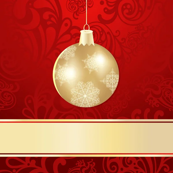 Vector christmas background with golden ball — Stock Vector