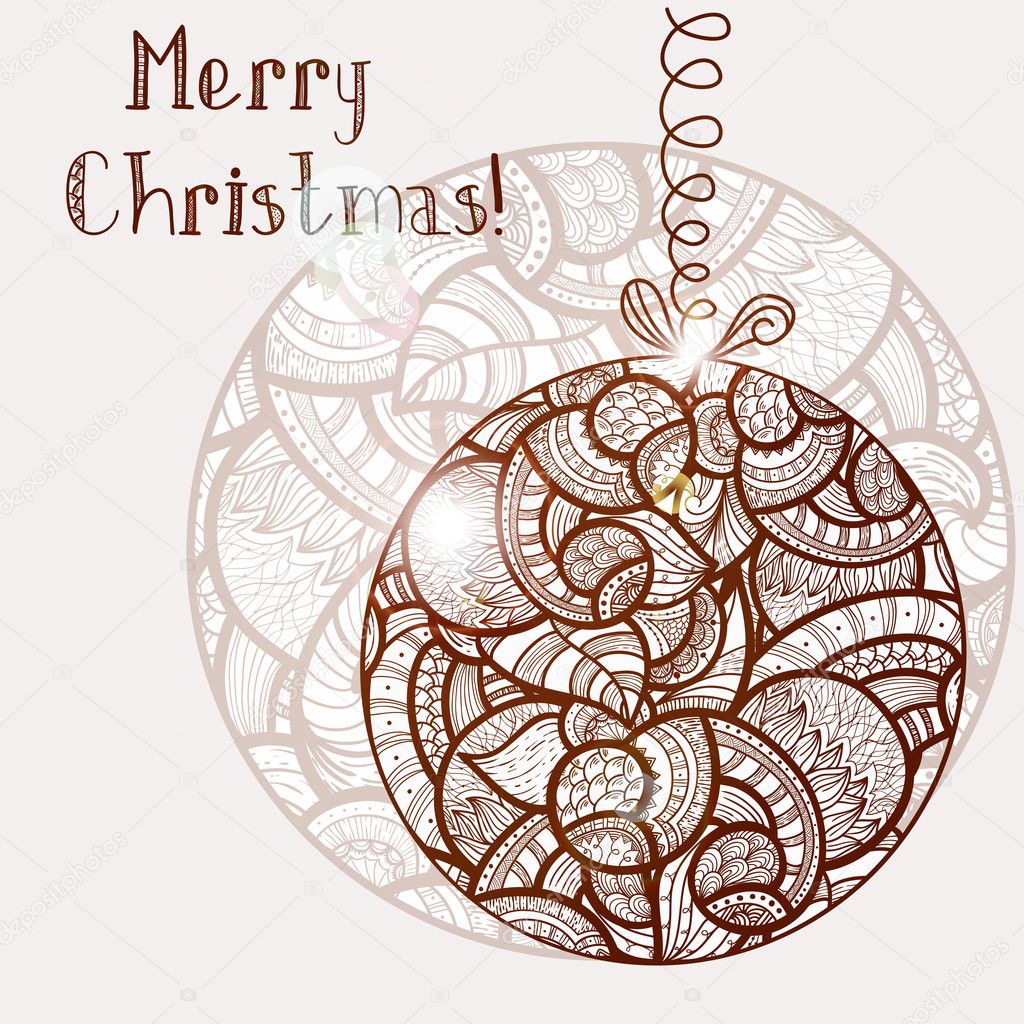 vector abstract doodle ethnic christmas balls