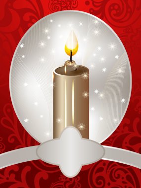 vector christmas card with a candle clipart