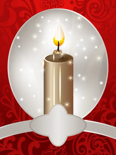 Διάνυσμα Χριστουγεννιάτικη κάρτα με ένα κερί — Διανυσματικό Αρχείο