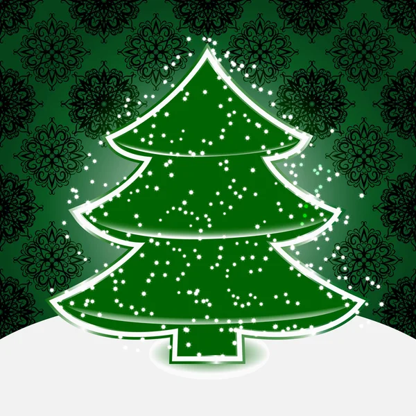 Vector árbol de Navidad con copos de nieve — Vector de stock