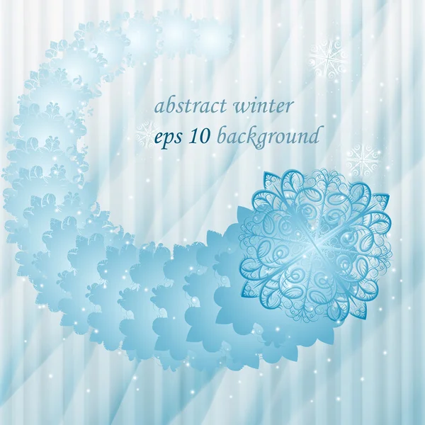 Vector fondo de invierno con copos de nieve y estrellas — Vector de stock