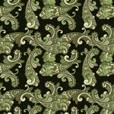 vector seamless paisley pattern in green clipart