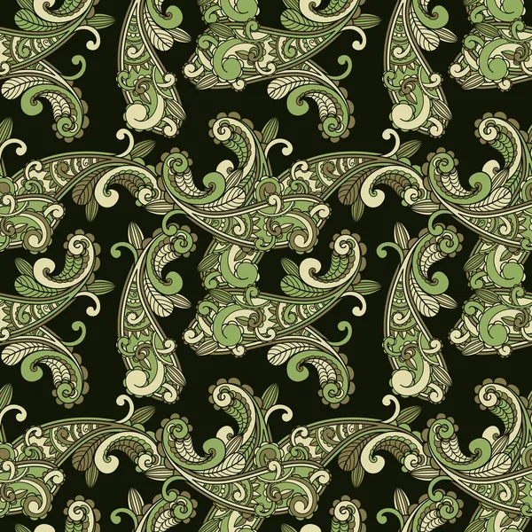 Motif paisley sans couture vectoriel en vert — Image vectorielle
