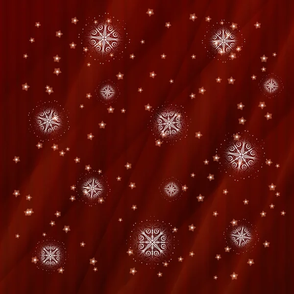雪片と星のベクトルの冬の背景 — ストックベクタ