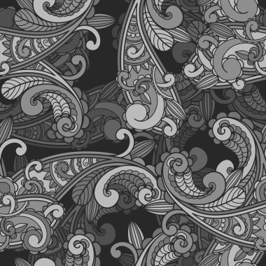 vector seamless monochrome paisley pattern clipart