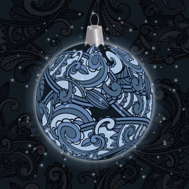 Vector christmas ball with paisley ornament on seamless paisley clipart