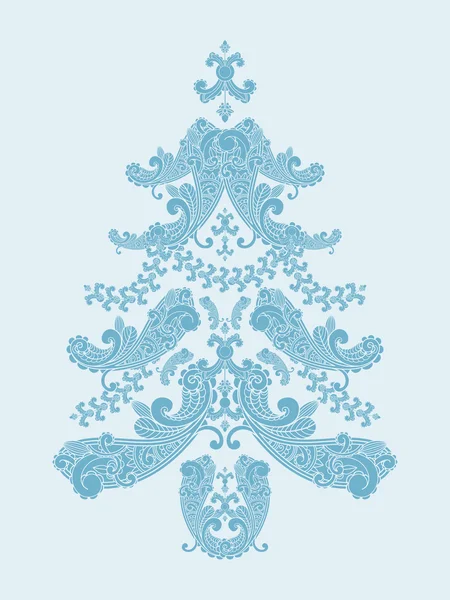 Vector christmas tree from paisley elements in blue — Stock Vector