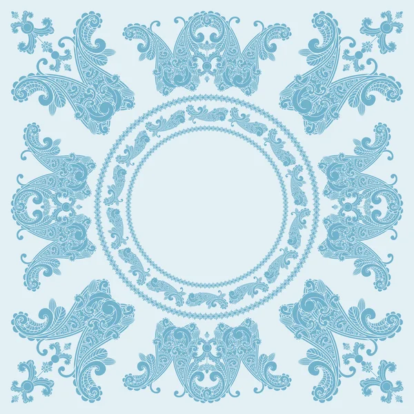 Motif carré paisley vectoriel en bleu — Image vectorielle