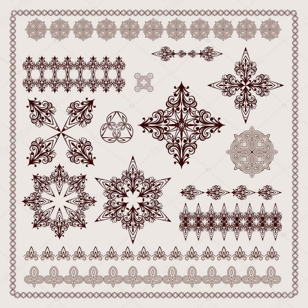 vector set of vintage design elements and borders