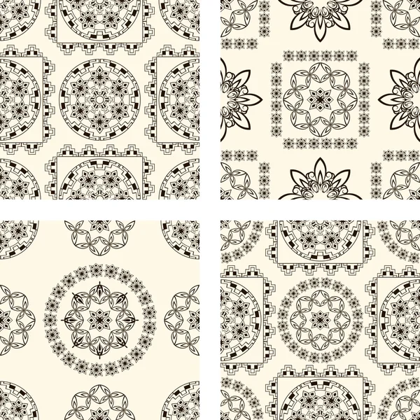 Vector set of seamless vintage patterns — Stock Vector