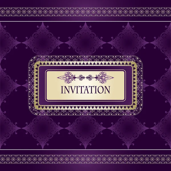 Vector invitation on seamless vintage pattern with lacy frame fo — стоковый вектор