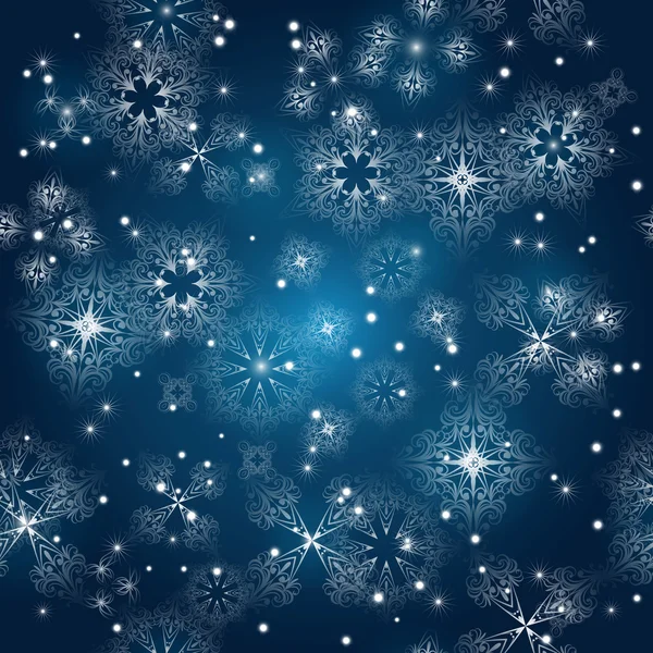 Vector de fondo sin costuras con copos de nieve en el cielo de invierno — Archivo Imágenes Vectoriales