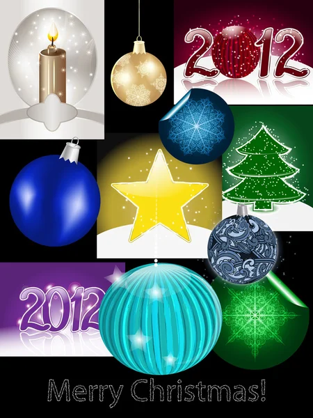 Vector christmas set, all elements on different layers — Stock Vector