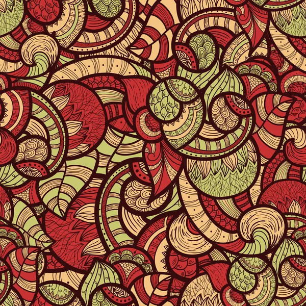 Vecteur sans couture ethnique doodle motif floral lumineux — Image vectorielle