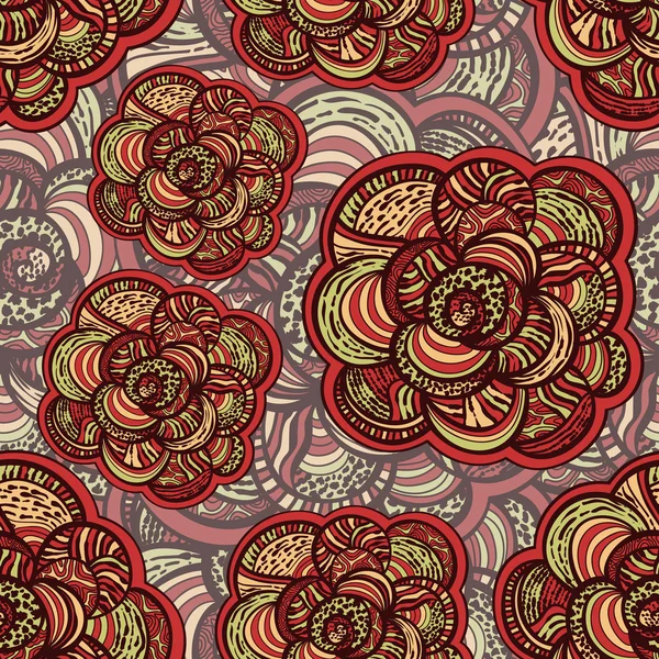 Бесшовный цветочный фон с абстрактными ручными цветами — стоковый вектор