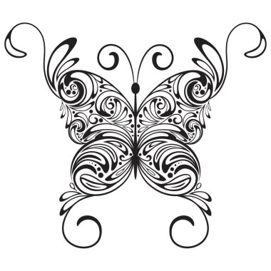 vector monochrome tattoo butterfly clipart