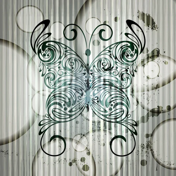 ストライプと c で汚れた背景にベクトル ヴィンテージ蝶 — ストックベクタ