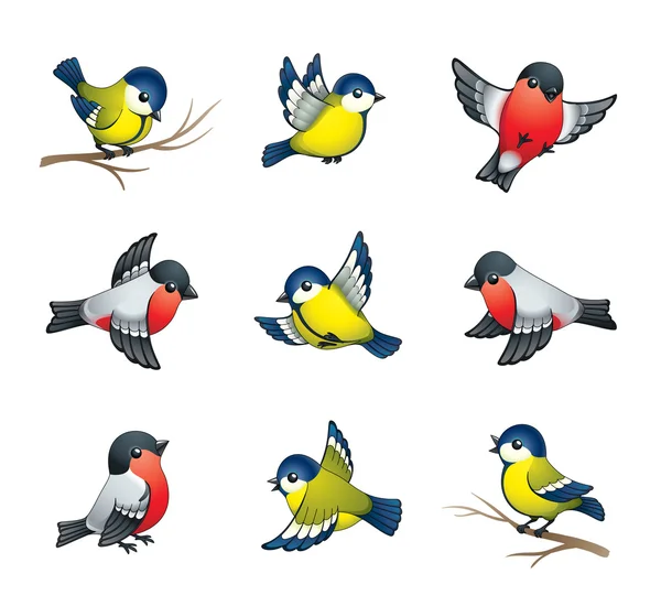 Illustration des oiseaux d'hiver — Image vectorielle