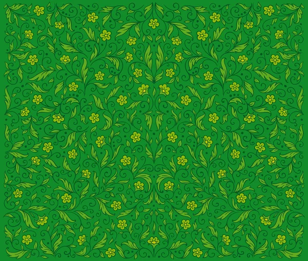Zöld virágos mintával — Stock Vector