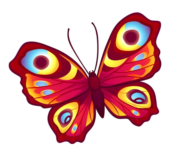 Motýl červený vektor — Stockový vektor