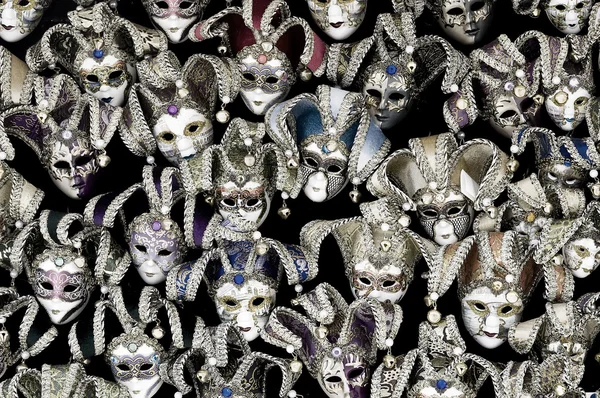 A lot of venetian carnival masks — Stock Photo, Image
