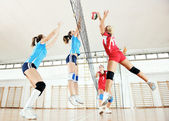 dívky hrající volejbal vnitřní hra