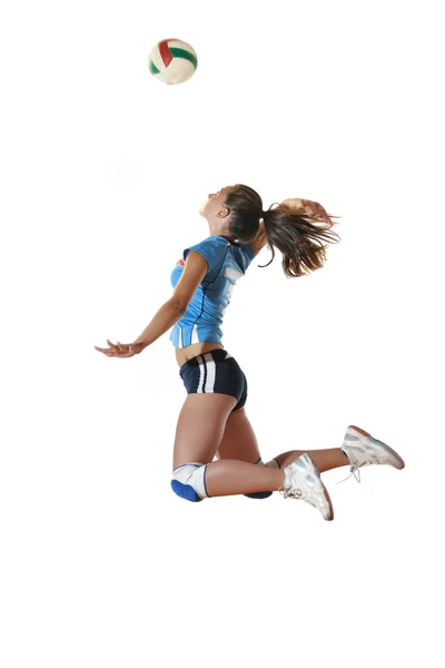 Девушка играет в волейбол — стоковое фото