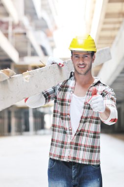 Hard worker on construction site clipart